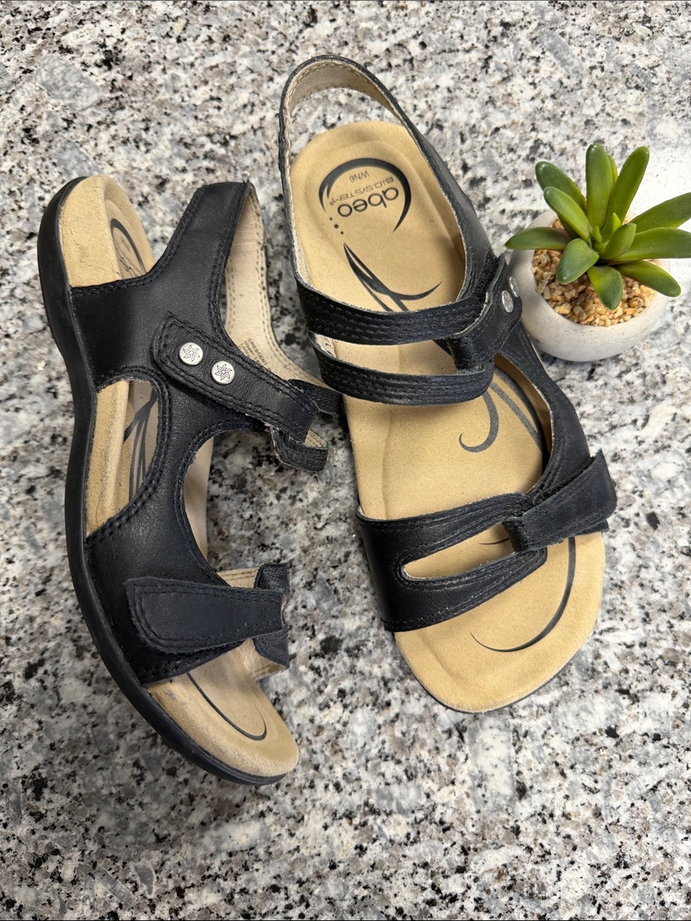 ABEO B.I.O.system 6N CRESCENT strappy comfort sandals Black AdjustStraps LikeNew